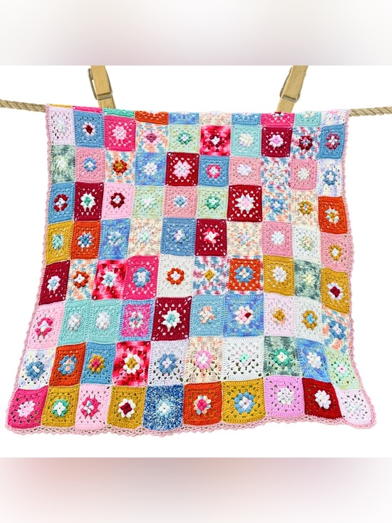 Handmade Other - Vintage Granny Square Crochet Afghan Throw Blanket Handmade Boho Cottagecore